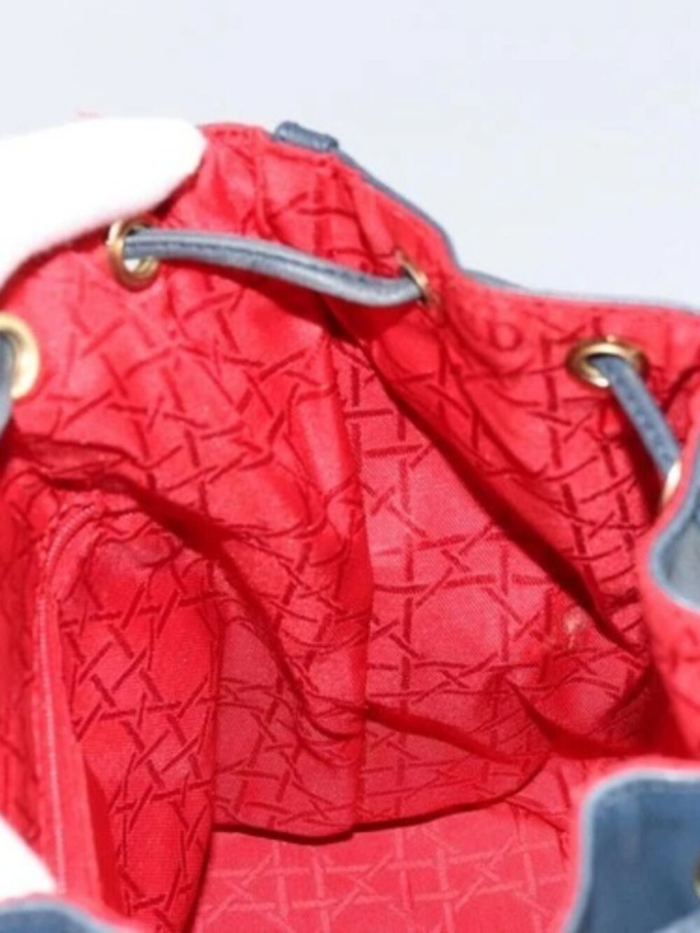 Christian Dior Backpack Leather Gold Blue Auth ka4344 - Picture 13 of 16